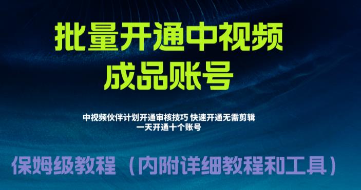 外面收费1980暴力开通中视频计划教程，附 快速通过中视频伙伴计划的办法-酷吧易资源网