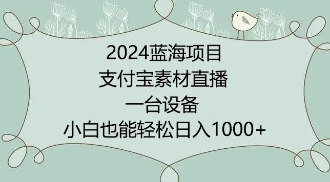 2024年蓝海项目，支付宝素材直播，无需出境，小白也能日入1000+ ，实操教程-酷吧易资源网