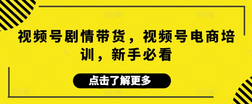 视频号剧情带货，视频号电商培训，新手必看-酷吧易资源网