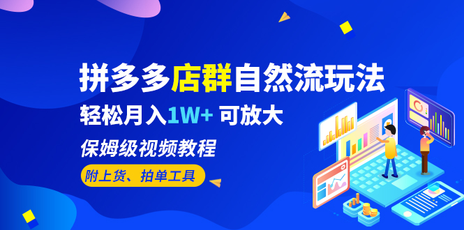 拼多多店群自然流玩法，轻松月入1W+ 保姆级视频教程（附上货、拍单工具）-酷吧易资源网