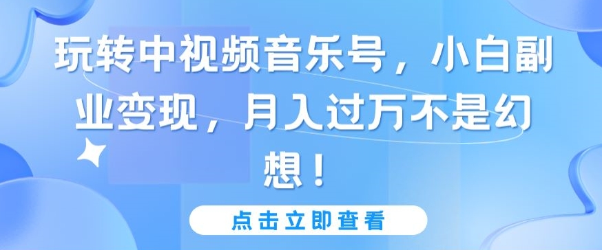 玩转中视频音乐号，小白副业变现，月入过万不是幻想-酷吧易资源网