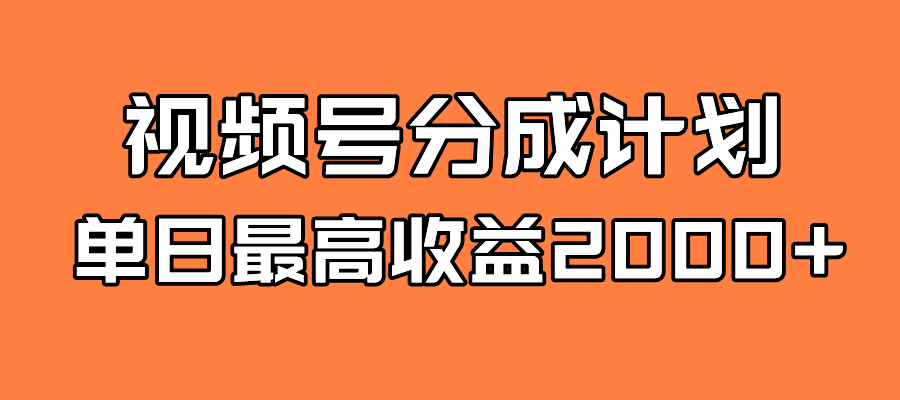 全新蓝海 视频号掘金计划 日入2000+-酷吧易资源网