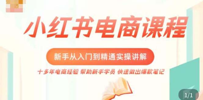 小红书电商新手入门到精通实操课，从入门到精通做爆款笔记，开店运营-酷吧易资源网