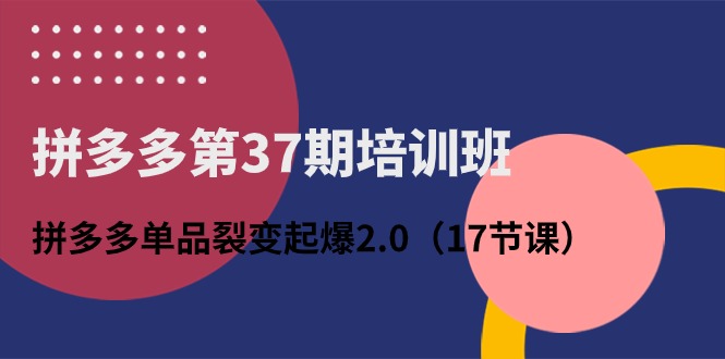 （10835期）拼多多第37期培训班：拼多多单品裂变起爆2.0（17节课）-酷吧易资源网