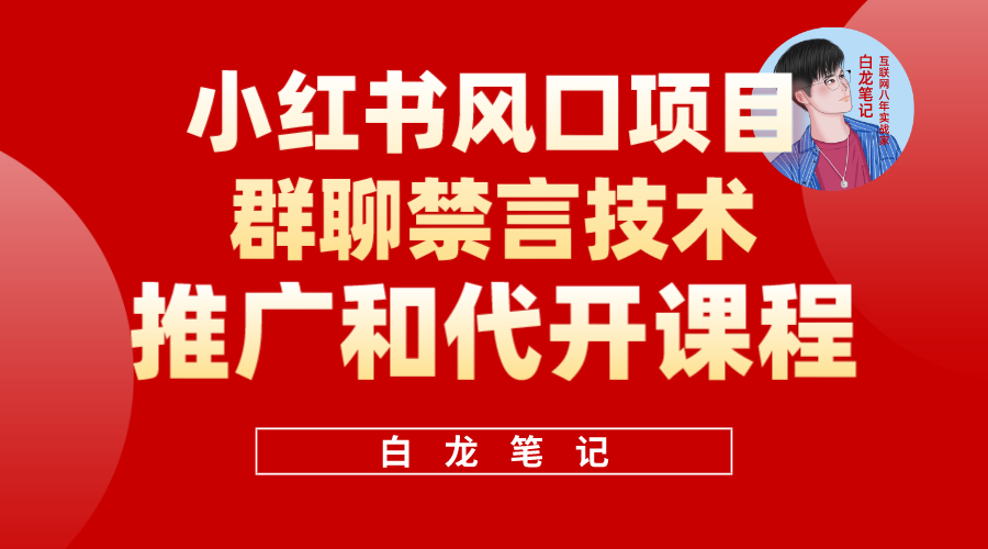 小红书风口项目日入300+，小红书群聊禁言技术代开项目，适合新手操作-酷吧易资源网