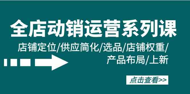 全店动销运营系列课：店铺定位/供应简化/选品/店铺权重/产品布局/上新-酷吧易资源网