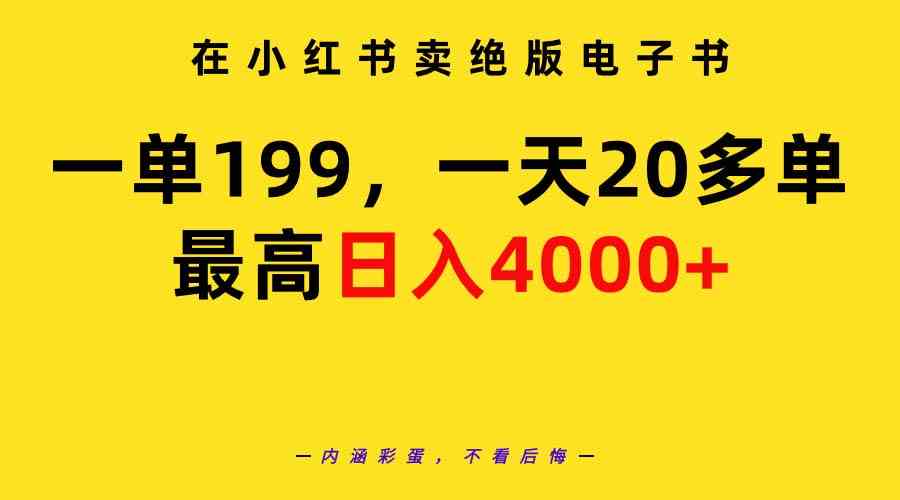 （9401期）在小红书卖绝版电子书，一单199 一天最多搞20多单，最高日入4000+教程+资料-酷吧易资源网