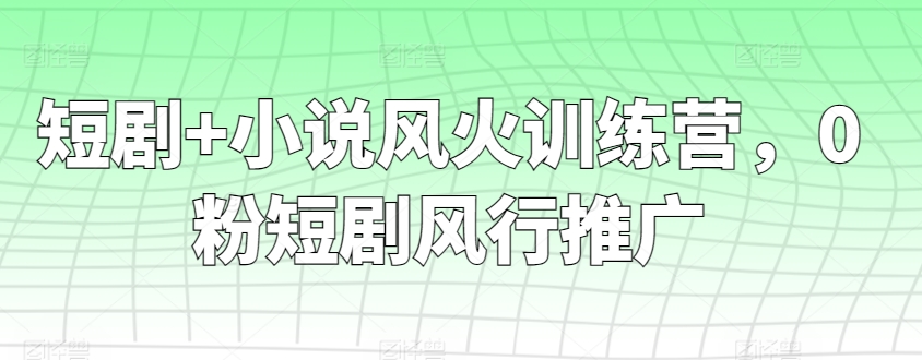 短剧+小说风火训练营，0粉短剧风行推广-酷吧易资源网