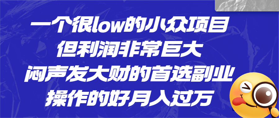 一个很low的小众项目，但利润非常巨大，闷声发大财的首选副业，月入过万-酷吧易资源网