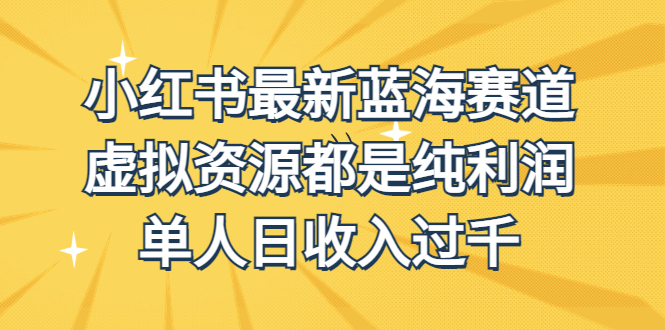 外面收费1980的小红书最新蓝海赛道，虚拟资源都是纯利润，单人日收入过千-酷吧易资源网