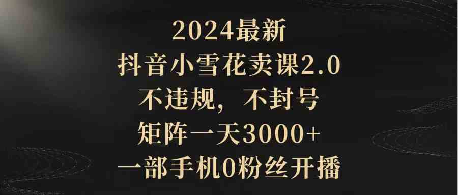 （9639期）2024最新抖音小雪花卖课2.0 不违规 不封号 矩阵一天3000+一部手机0粉丝开播-酷吧易资源网