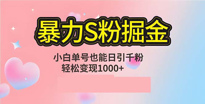 单人单机日引千粉，变现1000+，S粉流量掘金计划攻略-酷吧易资源网